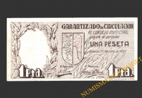 VINAROZ (Castellón) 1 peseta 1937 1 de febrero de 1937