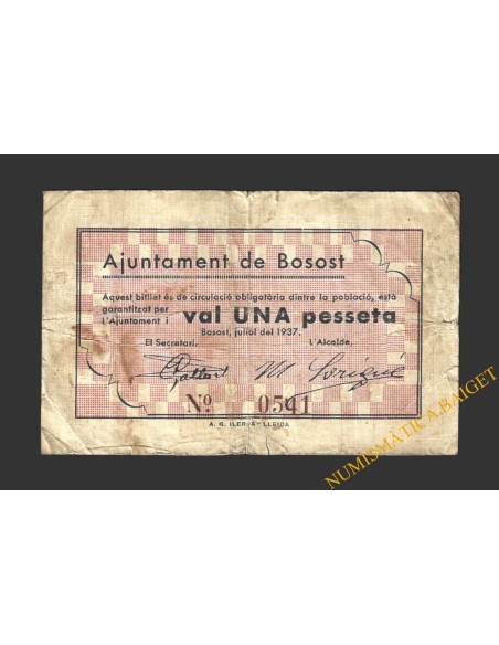 BOSOT (Lleida), 1 pesseta. juliol del 1937