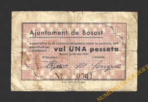 BOSOT (Lleida), 1 pesseta. juliol del 1937