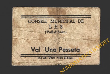 LES (Lleida), 1 pesseta. 1937