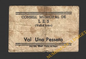 LES (Lleida), 1 pesseta. 1937