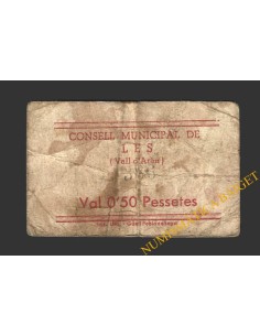 LES (Lleida), 0,50 pessetes. 1937
