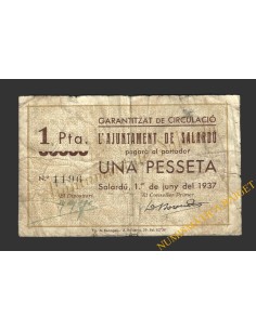SALARDU (Lleida)), 1 pesseta. 1 de juny del 1937