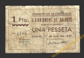 SALARDU (Lleida)), 1 pesseta. 1 de juny del 1937