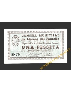 LLORENS DEL PANADES (Tarragona), 1 pesseta, 19 de març del 1937