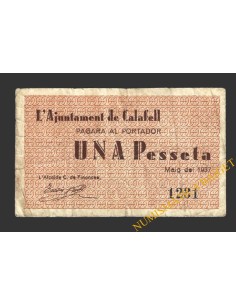 CALAFELL, (Tarragona), 1 pesseta, maig del 1937