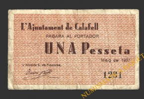 CALAFELL, (Tarragona), 1 pesseta, maig del 1937