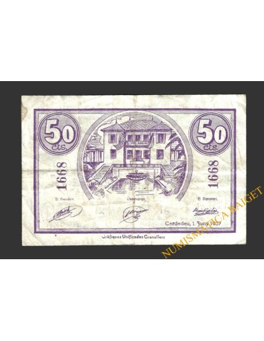 CARDEDEU, (Barcelona), 50 centims, 1 de juny del 1937
