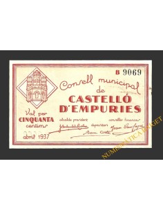 CASTELLO D'EMPURIES, (Girona), 50 centims, abril del 1937