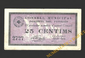 DOMENYS DEL PENEDES (Tarragona), 25 centims, setembre del 1937 