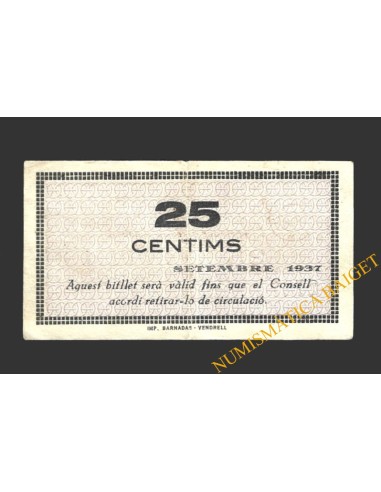 DOMENYS DEL PENEDES (Tarragona), 25 centims, setembre del 1937 