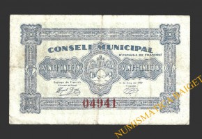 ESPLUGA DE FRANCOLI (Tarragona), 25 centims, 14 de maig del 1937 