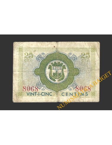 FARNERS DE LA SELVA (Girona), 25 centims, 14 d'octubre del 1937 