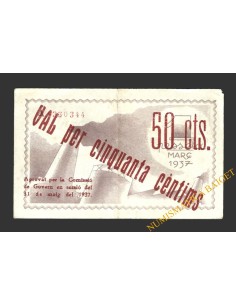 FIGUERES (Girona), 50 centims, 31 de maig del 1937 (sobrecàrregat)  2
