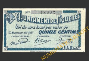 FIGUERES (Girona), 15 centims, 30 de novembre del 1937