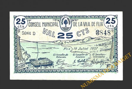 FLIX (Tarragona), 25 centims, 19 de juliol del 1937