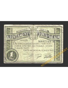 FONTS DE SACALM (Girona), 1 pesseta, 12 de maig del 1937