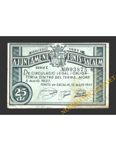 FONTS DE SACALM (Girona), 25 centims, 12 de maig del 1937